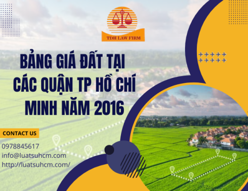 Bảng giá đất tại các quận Tp Hồ Chí Minh năm 2016
